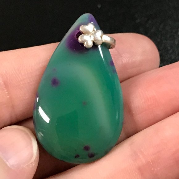 Green Agate Teardrop Pendant - Picture 1 of 7
